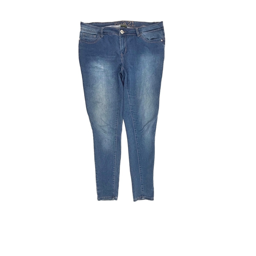 Rue 21 Skinny Jeans Womens 14 Blue Mid Rise Freedom Flex Medium Wash Denim
